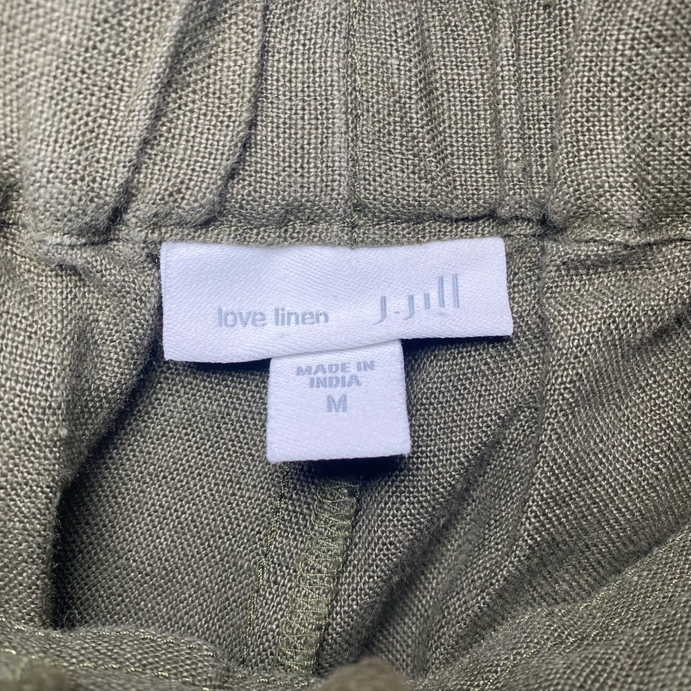 J. Jill Love Linen Tapered Leg Pull On Cropped Joggers Pants Olive Green Sz Med - Picture 9 of 11